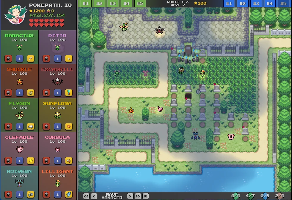 pokepath.io's team setup