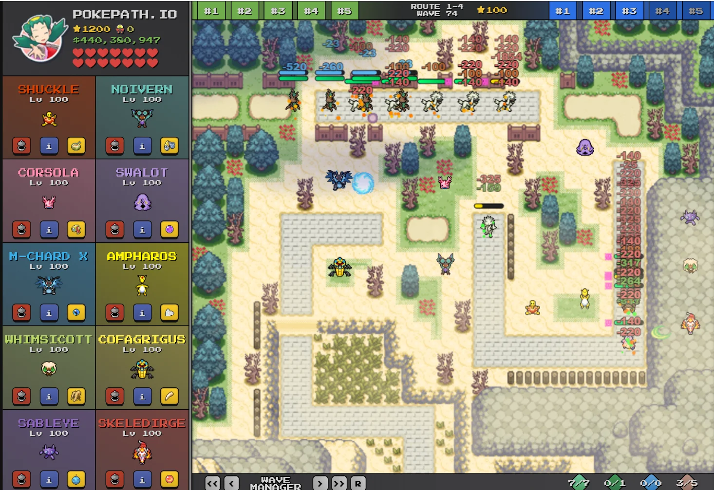 pokepath.io's team setup