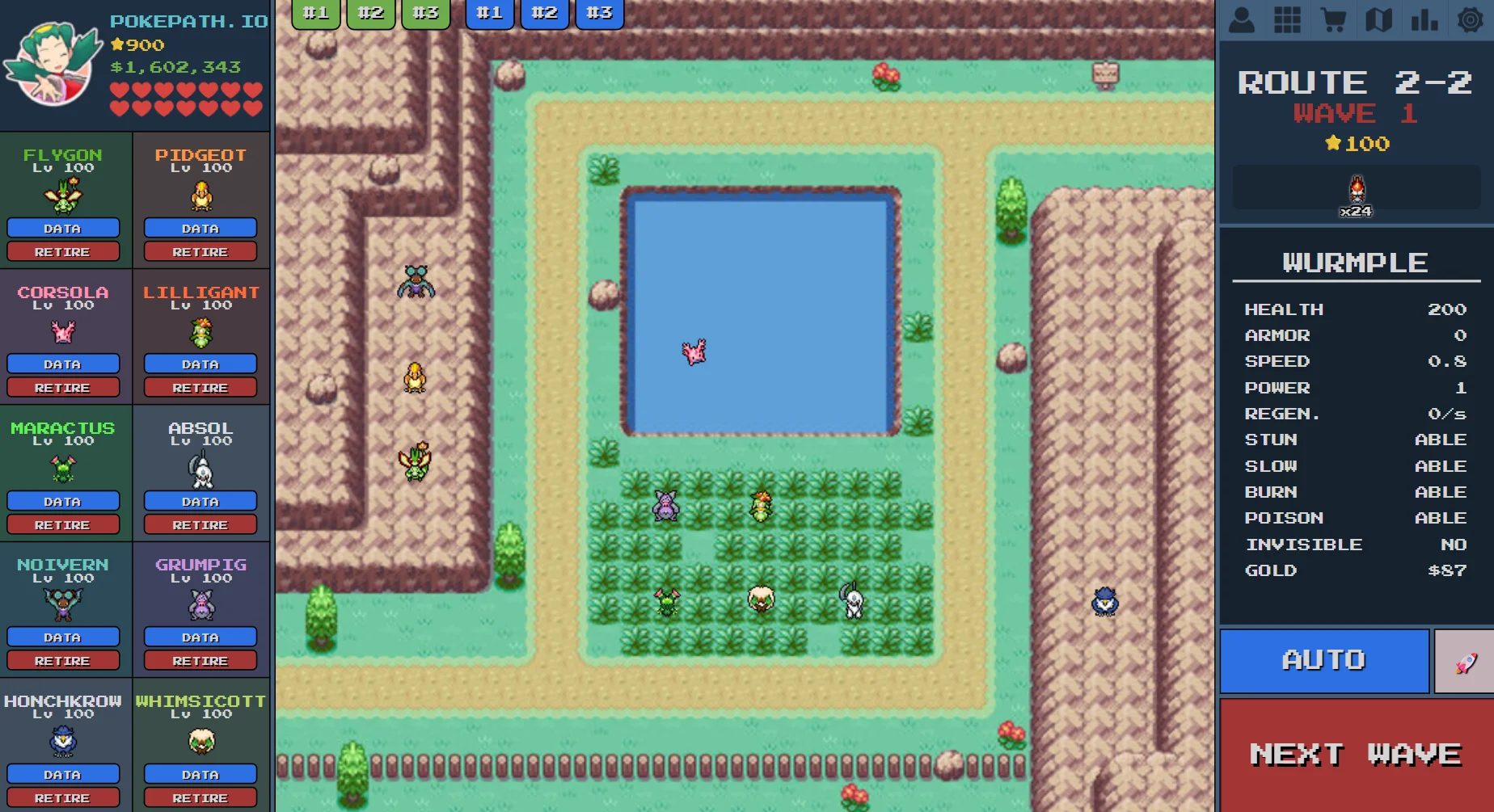 Route 2-2 No-Damage Team Setup